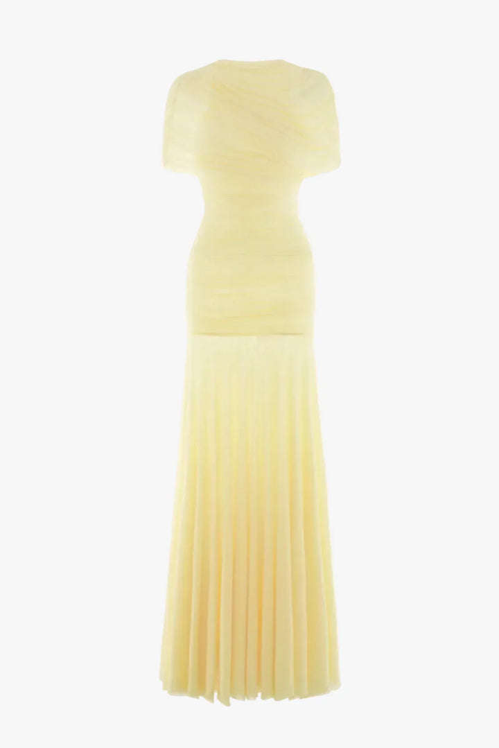 Lysandra | Women's Ruched Bodice Pleated Tulle Maxi Dress