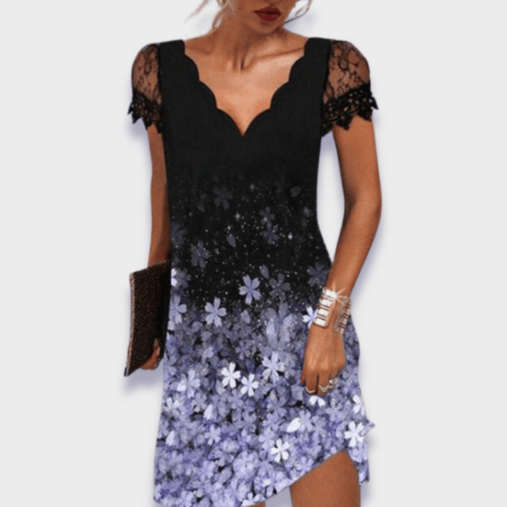 Vittoria | Women's Lace Midi Dress with V-Neck and Short Sleeves - image 8