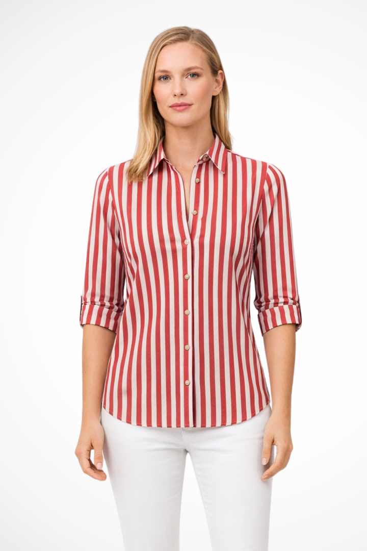Clara | Women's Slim Fit Striped Shirt Long Sleeve Blouse