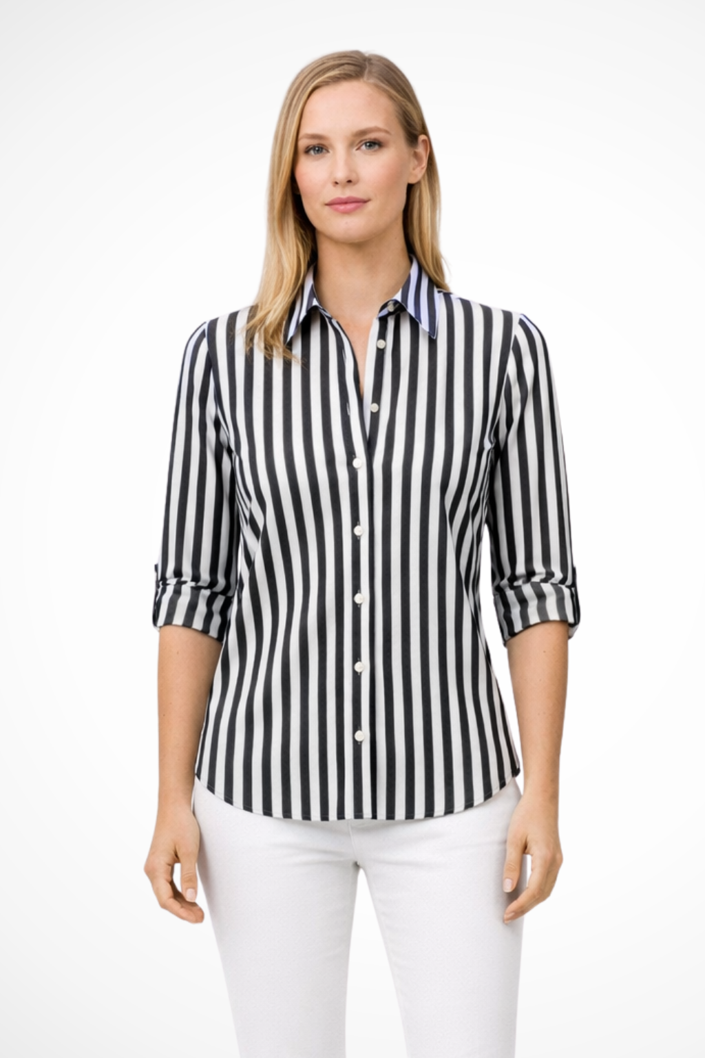 Clara | Women's Slim Fit Striped Shirt Long Sleeve Blouse