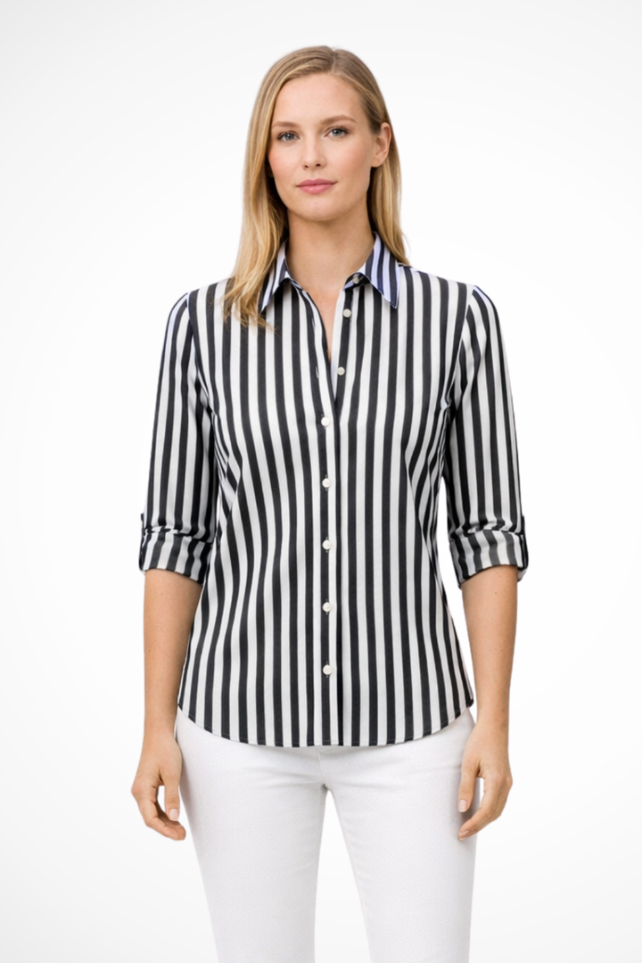 Clara | Women's Slim Fit Striped Shirt Long Sleeve Blouse