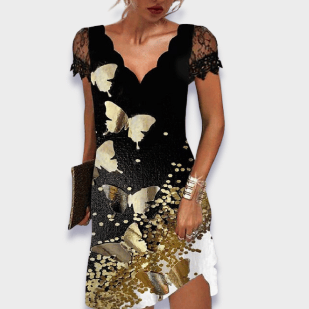 Vittoria | Women's Lace Midi Dress with V-Neck and Short Sleeves - image 9