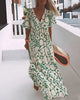 Ilaria-Rose printed maxi dress, v-neck, short sleeves