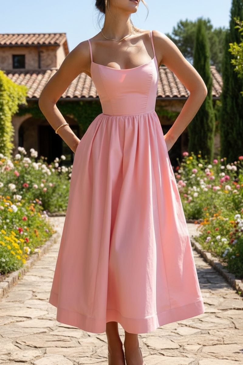 Ottilie | Women's A-Line Midi Dress with Round Neck and Sleeveless - image 6