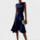 Annora | Women's Draped Sleeveless Midi Dress with Waist Tie and Flared Skirt - image 2