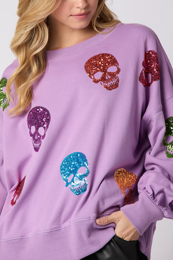 Richenda | Women's Sequin Skull Sweatshirt with Round Neck - image 11