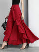 Fiorella | Women's Elegant Grey Waist Spliced Ruffle Hem Straight Leg Skirt