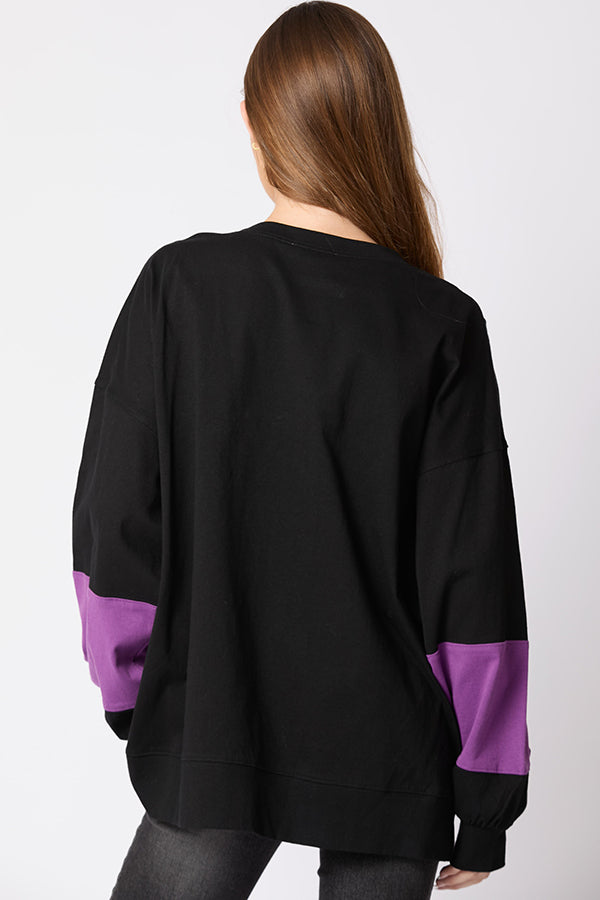 Ascelina | Women's Sequin Letter Colour Block Sweatshirt with Round Neck - image 5
