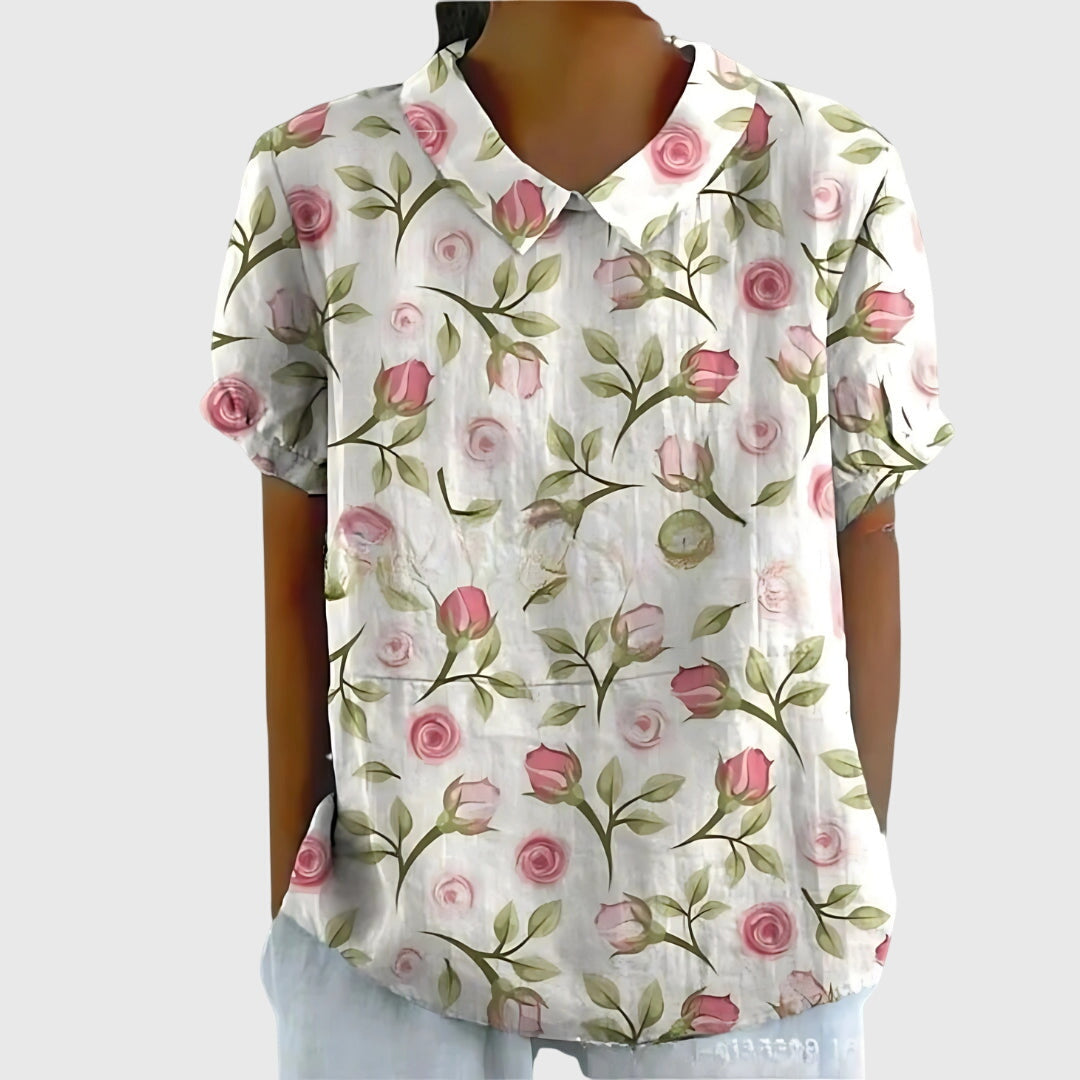 Jenna | Women's Relaxed-Fit Short-Sleeve Blouse with Floral Print