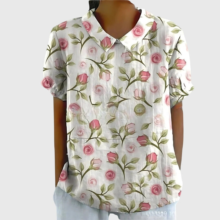 Jenna | Women's Relaxed-Fit Short-Sleeve Blouse with Floral Print