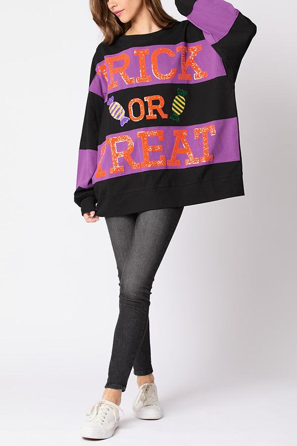 Ascelina | Women's Sequin Letter Colour Block Sweatshirt with Round Neck - image 7