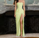 Ffion | Women's Strapless Draped Ruched Slit Gown
