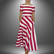 Elisabetta | Women's Striped Boat Neck Maxi Dress with Pockets - image 3