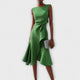 Annora | Women's Draped Sleeveless Midi Dress with Waist Tie and Flared Skirt - image 6