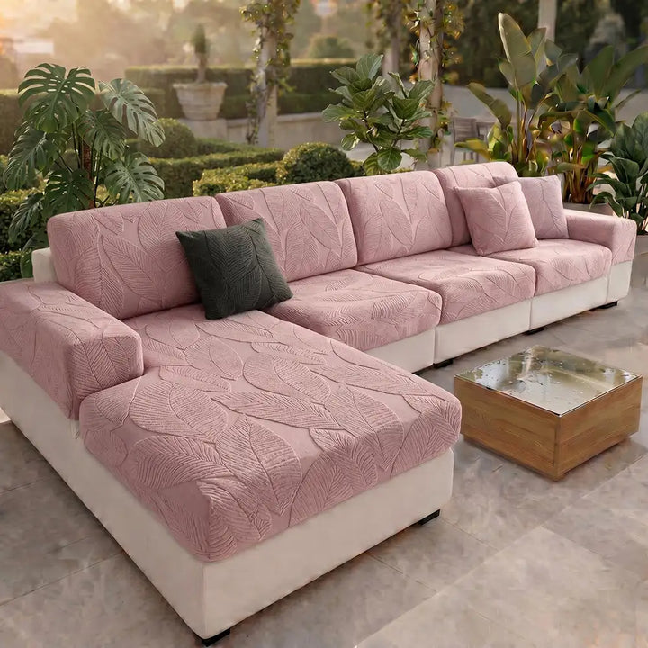 Patonga | Leaf Jacquard Stretch Sectional Couch Cover - image 21