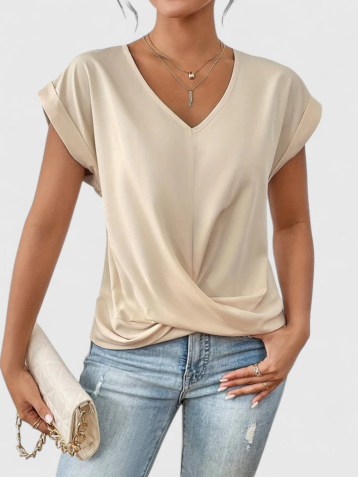 Mahrianne | Women's Comfortable V-Neck Top with Twist Front Detail