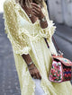 Honor | Women's White Jacquard Polka Dot See-Through Maxi Dress Long Sleeve