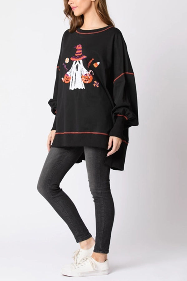 Orella | Women's Sequin Ghost Sweatshirt with Round Neck - image 9