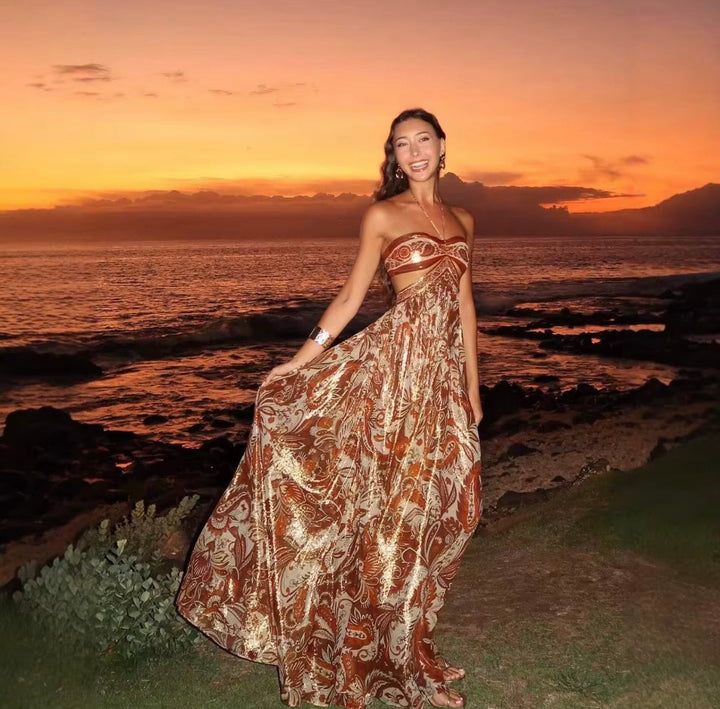 Gwyneira | Women's Bohemian Cutout Bandeau Maxi Dress