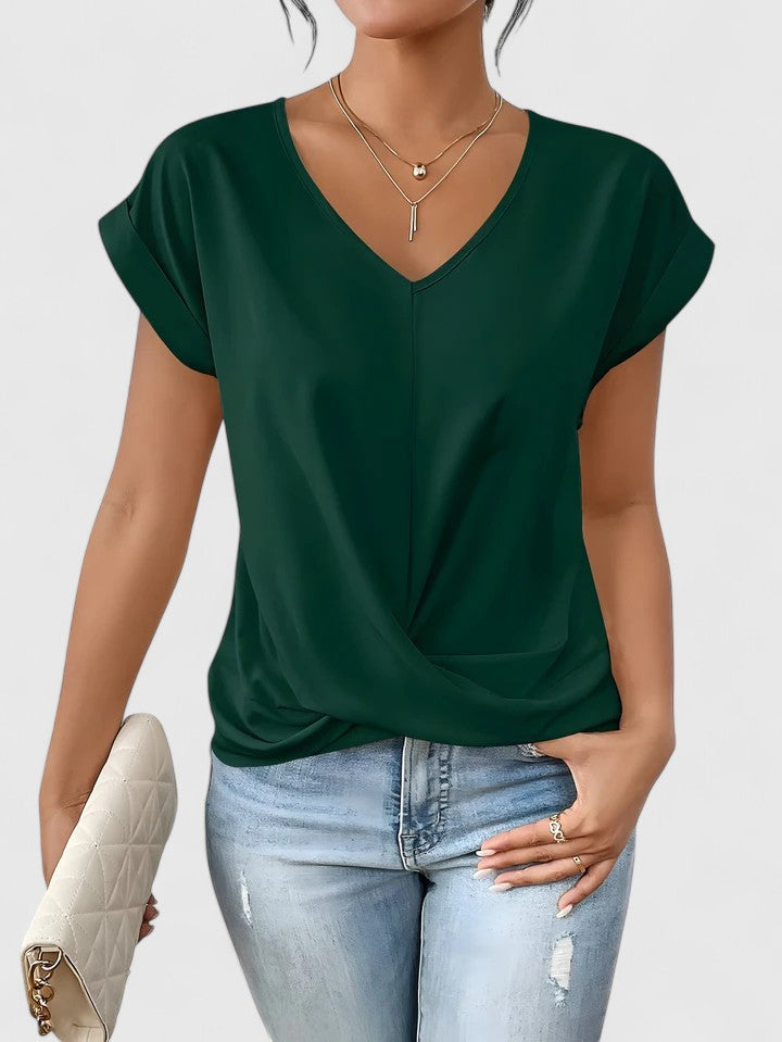 Mahrianne | Women's Comfortable V-Neck Top with Twist Front Detail