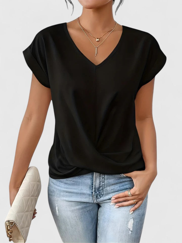 Mahrianne | Women's Comfortable V-Neck Top with Twist Front Detail