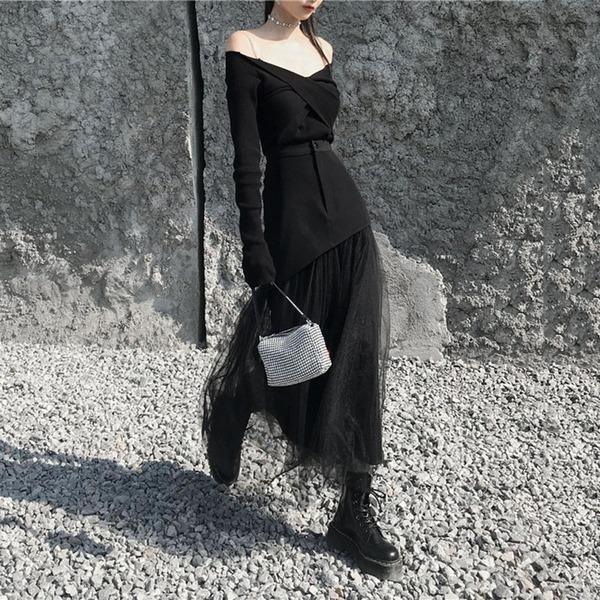 Jolie | Women's Mesh Patchwork Midi Skirt