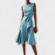 Annora | Women's Draped Sleeveless Midi Dress with Waist Tie and Flared Skirt - image 4