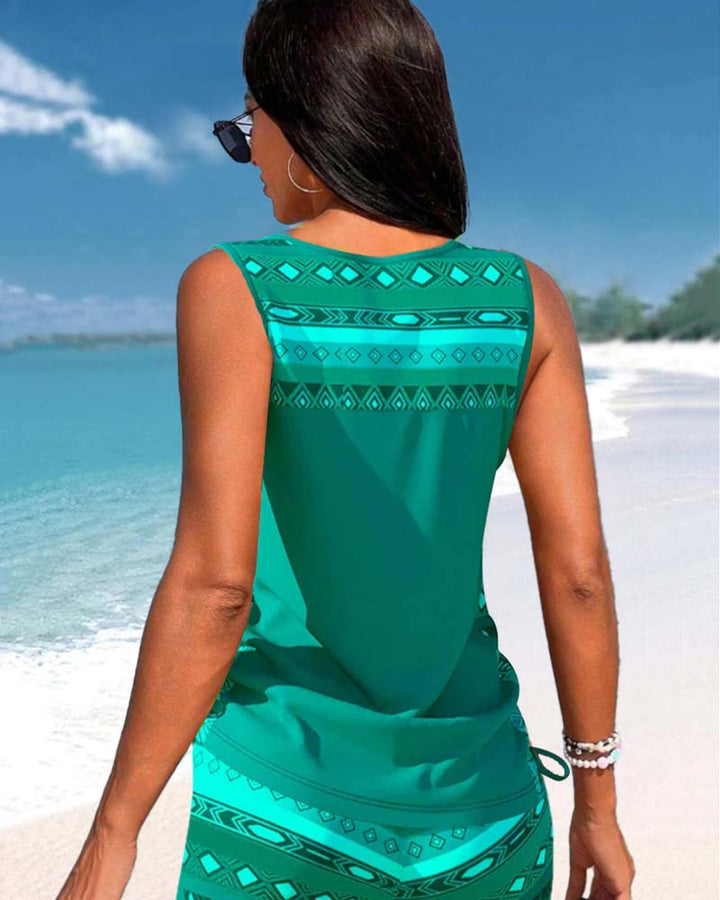 Maguelone | Women's Printed Tankini Set with Criss-Cross Straps - image 3