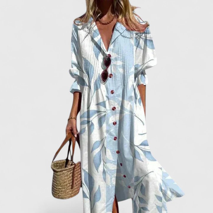 Ianthe | Women's Bohemian Maxi Dress with Round Neck and Half Sleeves - image 1