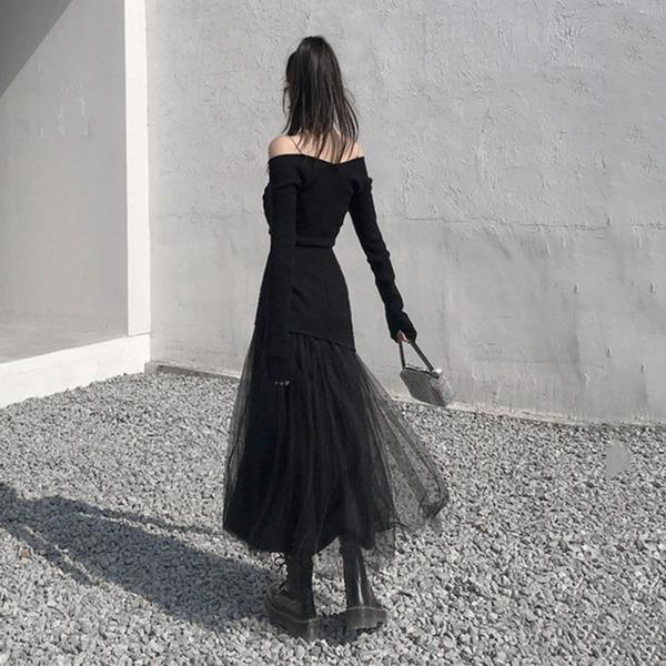 Jolie | Women's Mesh Patchwork Midi Skirt