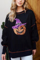 Amicia | Women's Longline Sequin Pumpkin Sweatshirt with Round Neck - image 1