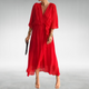 Amedine | Women's Belted V-Neck Maxi Dress - image 5