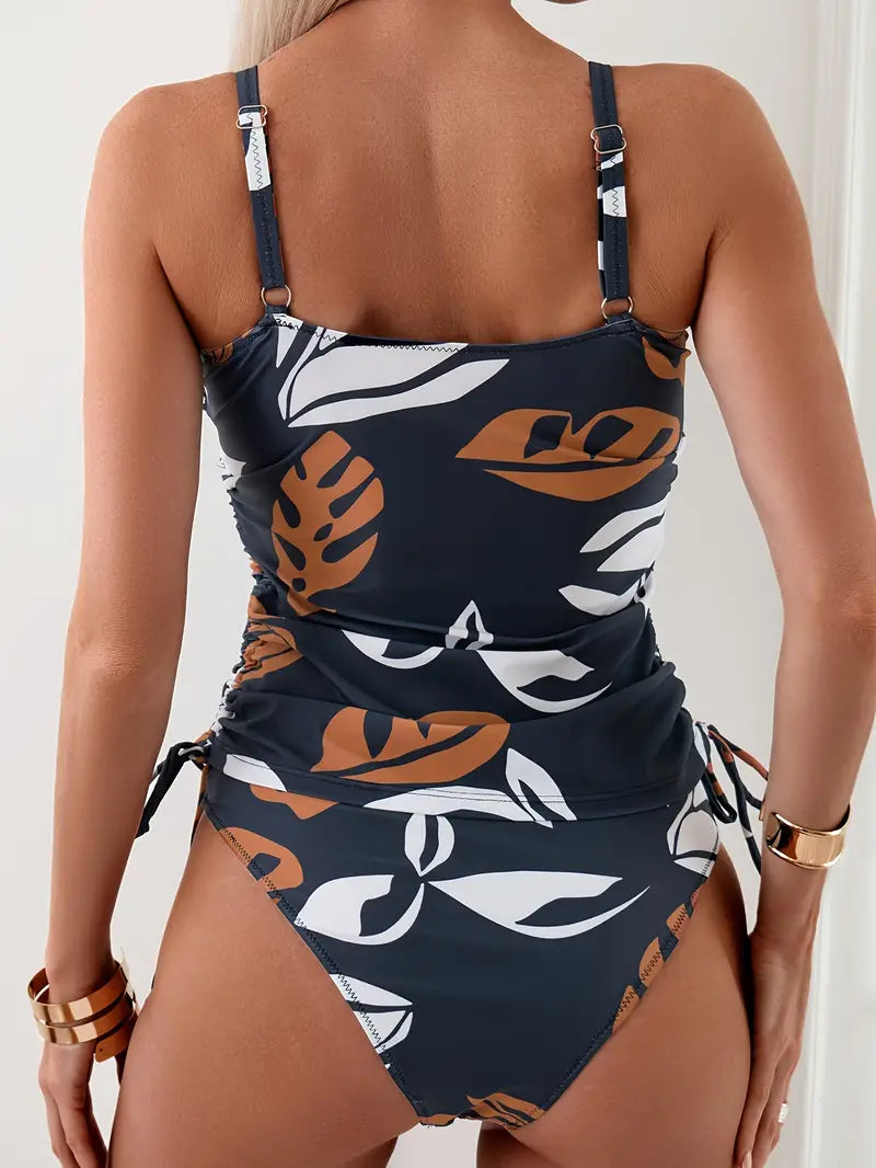 Florianne | Women's Printed Tankini Set with Tie Sides and Ruched - image 2
