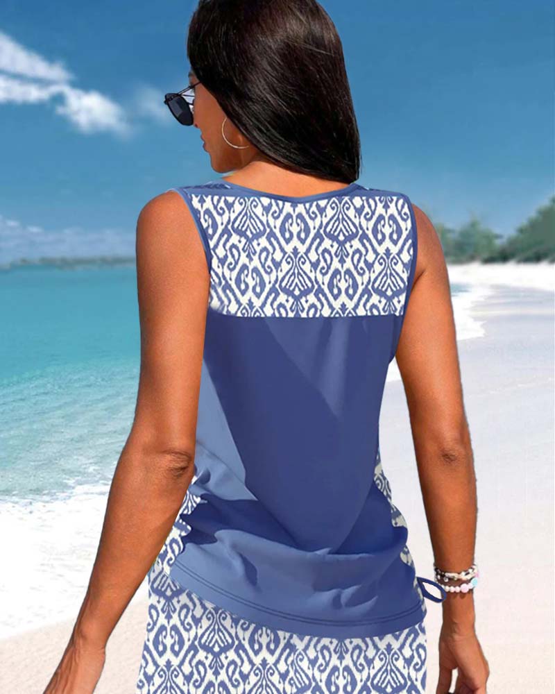 Maguelone | Women's Printed Tankini Set with Criss-Cross Straps - image 9
