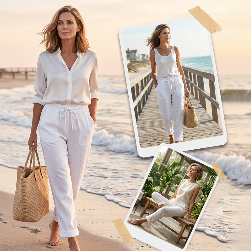 Daphne | Women's Elastic Waist Cotton Linen Casual Pants