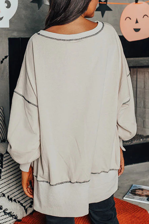 Amicia | Women's Longline Sequin Pumpkin Sweatshirt with Round Neck - image 10