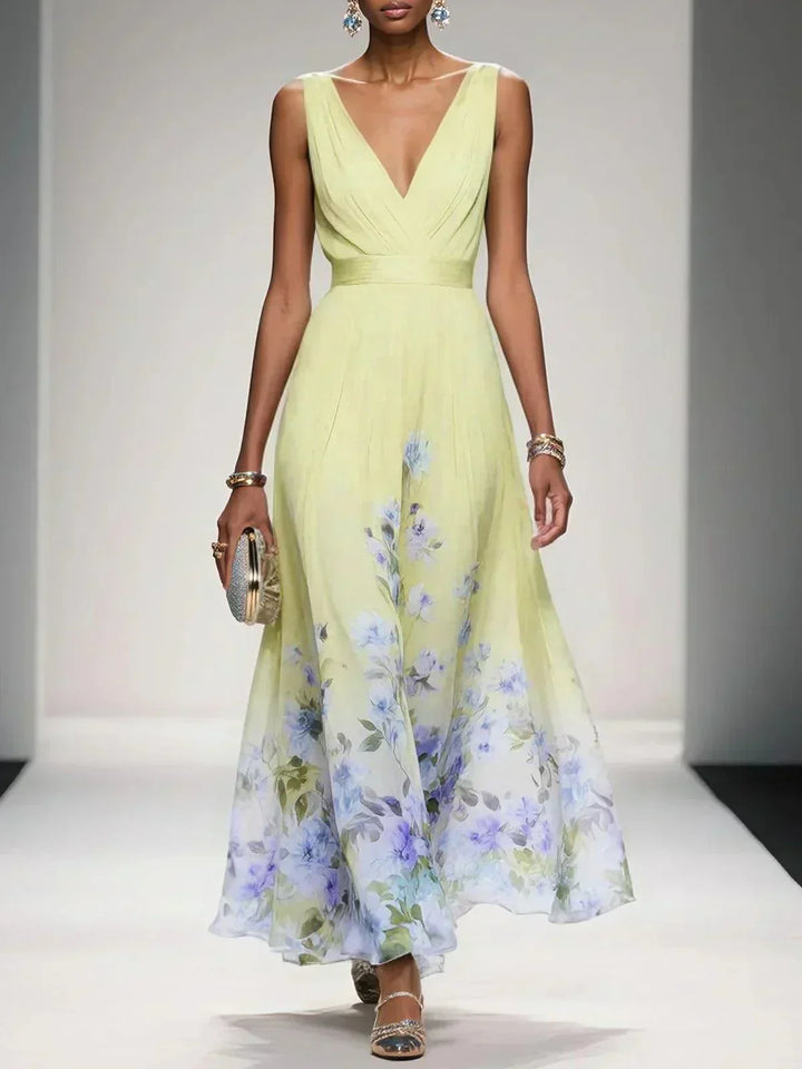 Undine | Women's Floral V-Neck Maxi Dress - image 8