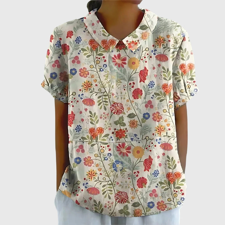 Jenna | Women's Relaxed-Fit Short-Sleeve Blouse with Floral Print