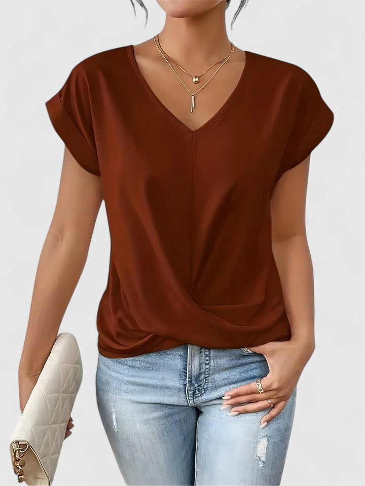 Mahrianne | Women's Comfortable V-Neck Top with Twist Front Detail