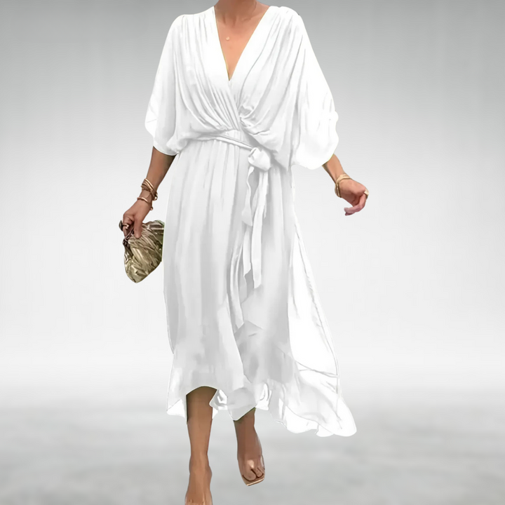 Amedine | Women's Belted V-Neck Maxi Dress - image 4