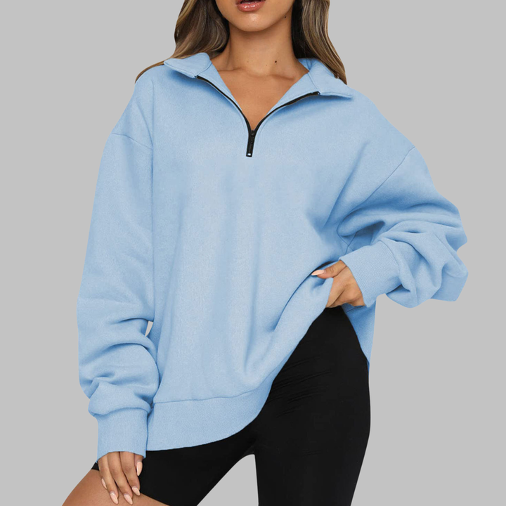 Zelda | Women's - Casual Oversized Half Zip Long Sleeve Sweatshirt