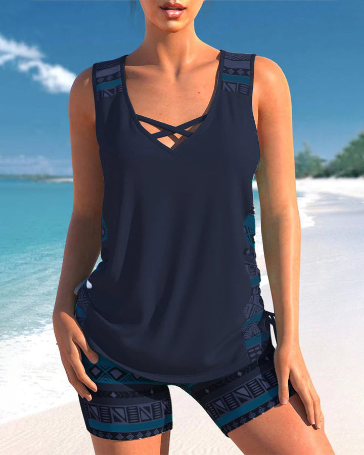 Maguelone | Women's Printed Tankini Set with Criss-Cross Straps - image 10