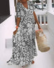 Ilaria-Rose printed maxi dress, v-neck, short sleeves