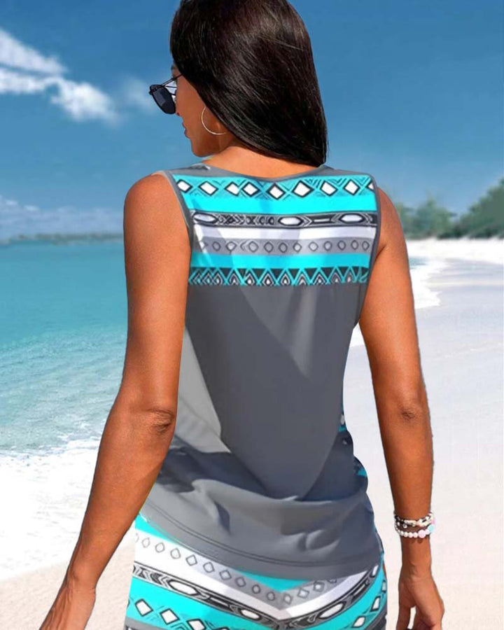 Maguelone | Women's Printed Tankini Set with Criss-Cross Straps - image 6
