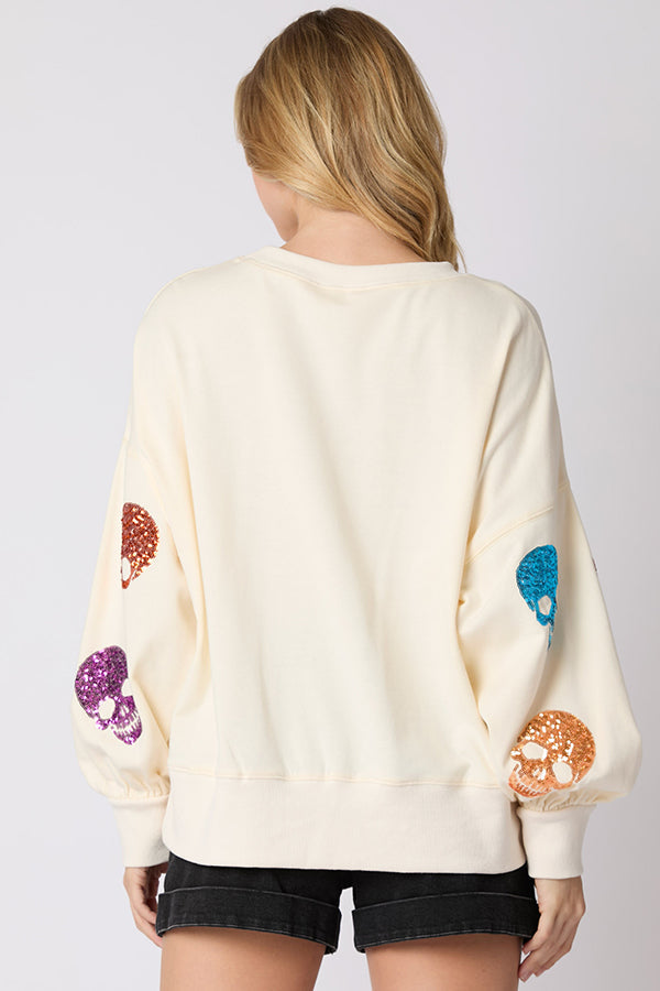 Richenda | Women's Sequin Skull Sweatshirt with Round Neck - image 6