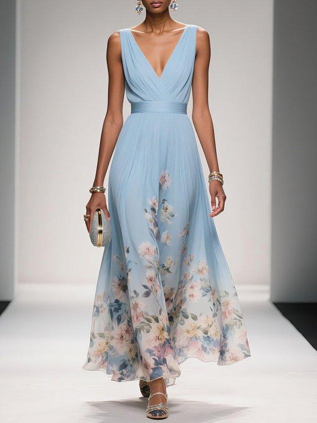 Undine | Women's Floral V-Neck Maxi Dress - image 1