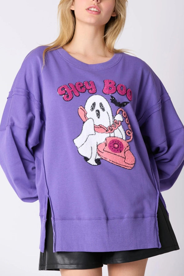 Nicolaa | Women's Cute Ghost Sequin Sweatshirt with Round Neck - image 1