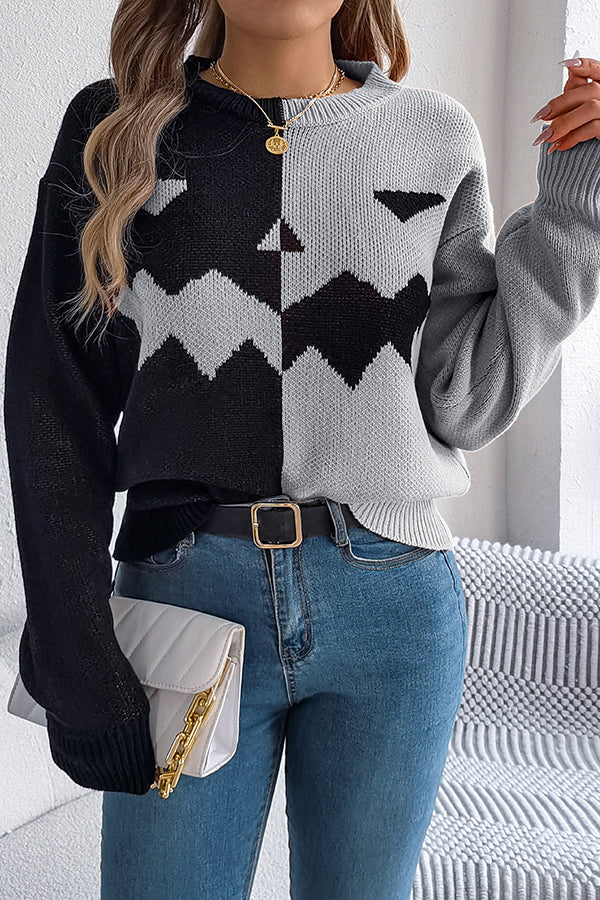 Estrilda | Women's Pumpkin Contrast Colour Sweater with Round Neck - image 10