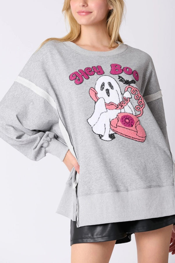 Nicolaa | Women's Cute Ghost Sequin Sweatshirt with Round Neck - image 11