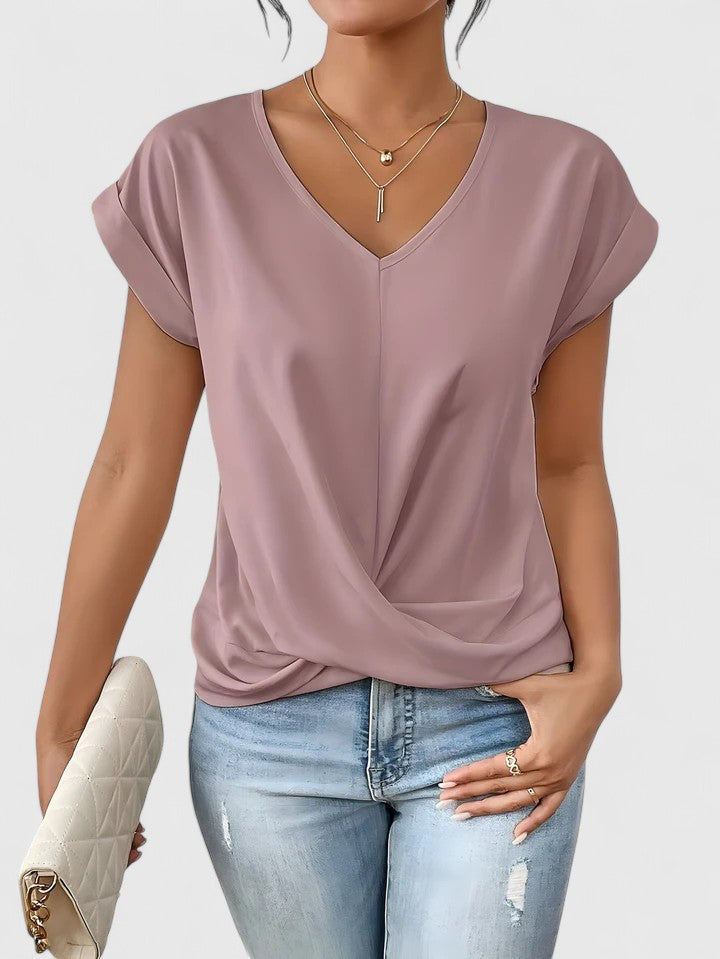 Mahrianne | Women's Comfortable V-Neck Top with Twist Front Detail